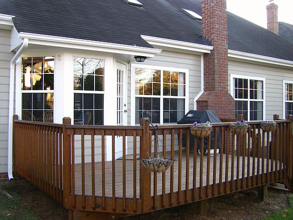 Treated wooden deck