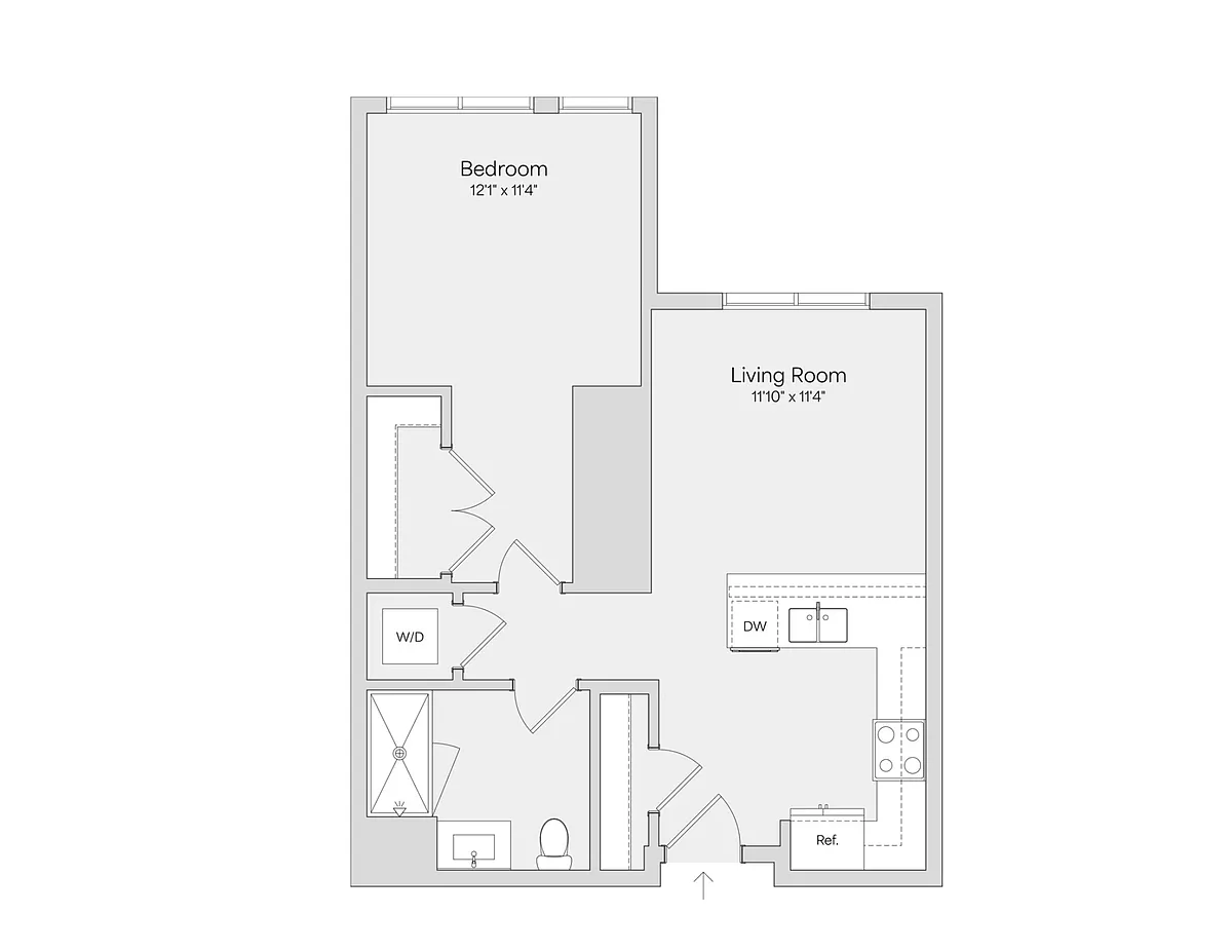Floor plan 1BR 1BA (724 SF)
