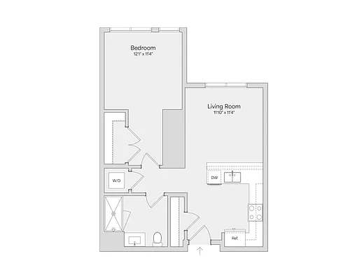 Floor plan 1BR 1BA (724 SF)