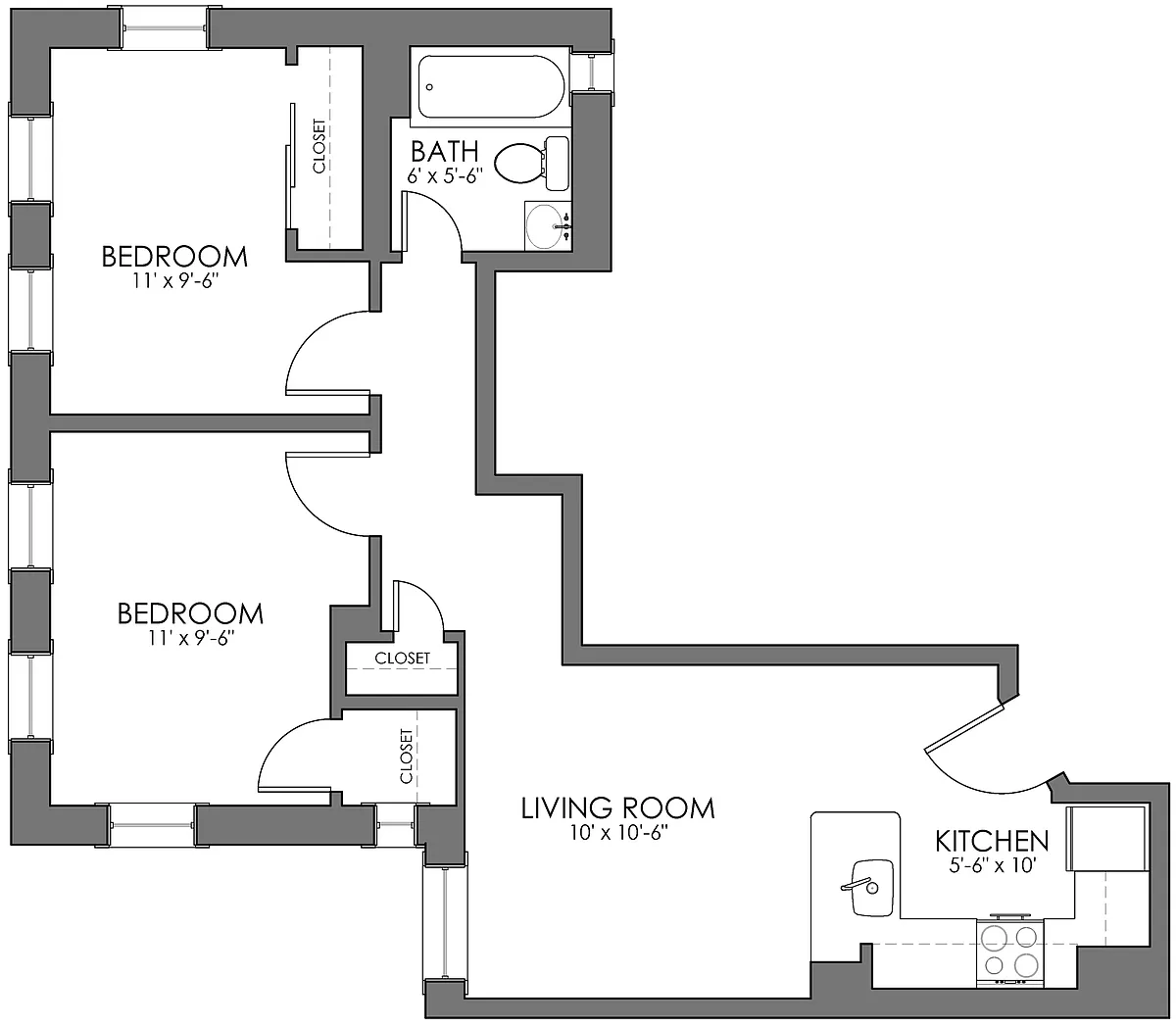 Floor plan Burbank Two Bedroom B