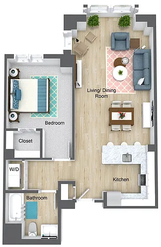 Floor plan One Bedrooms