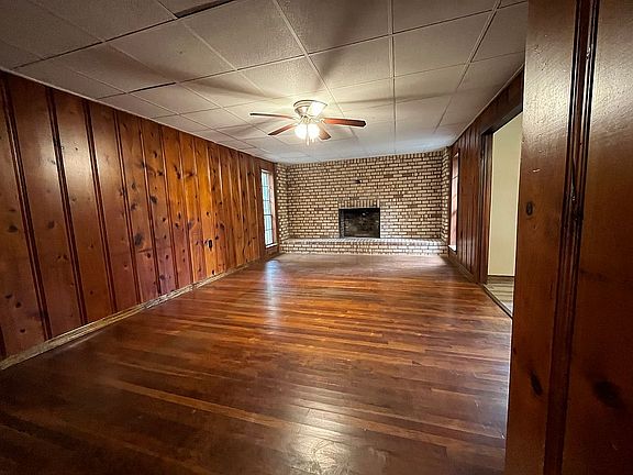 living room, brick fireplace