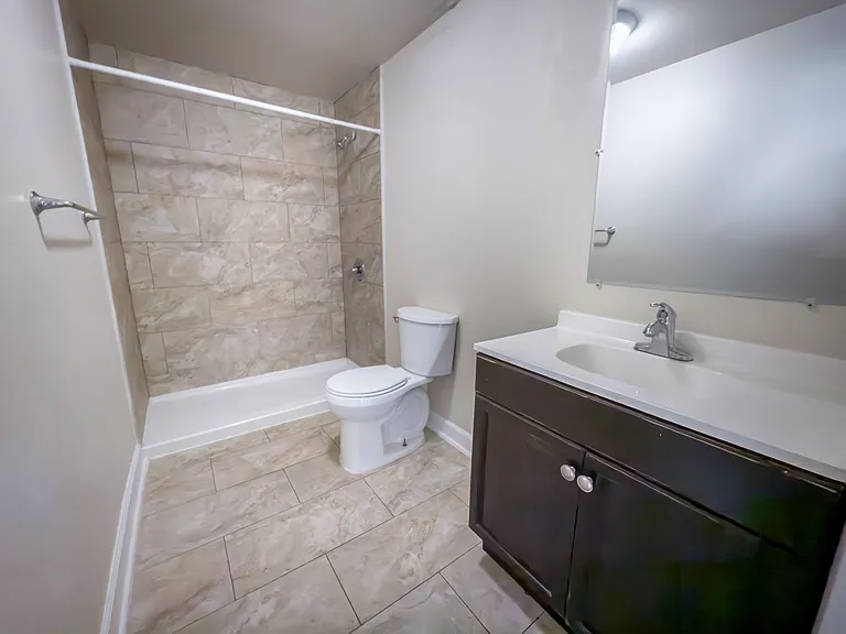 Bathroom with Large walk in shower.