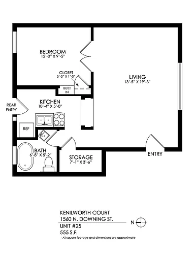 Floor plan 1 Bedroom, 1 Bath