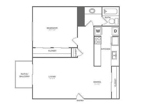 Floor plan Bradford (706 SF)