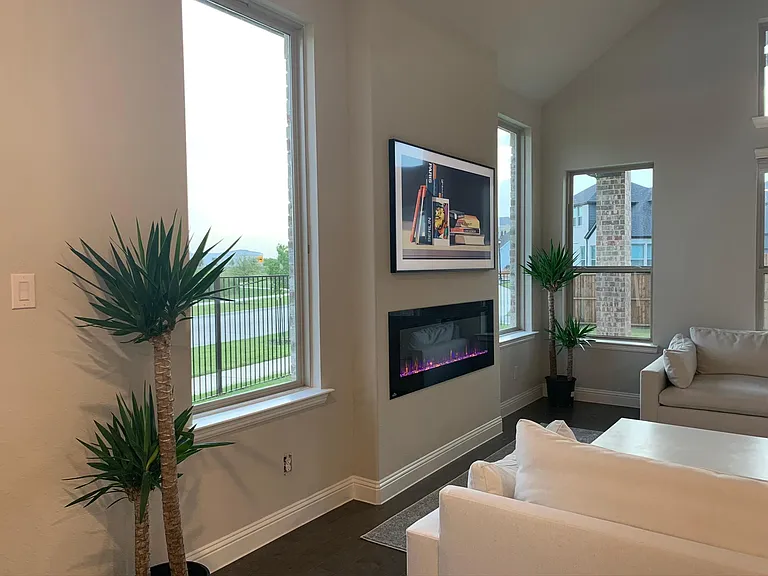 Living area with huge custom picture windows