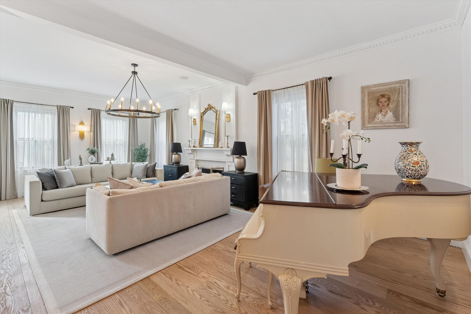  Formal Living Room with Fireplace and Grand Piano
