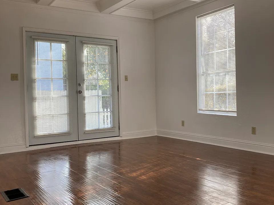 Beautiful boxed beam ceiling in living room