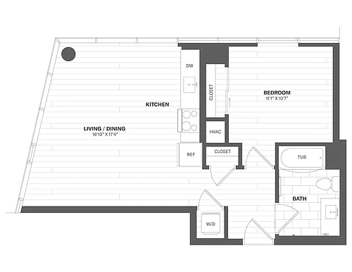 Floor plan 1 Bed/1 Bath-X10