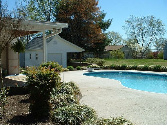 backyard pool and workshop