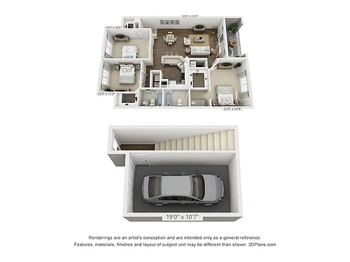 Floor plan The Hemingway 3x2