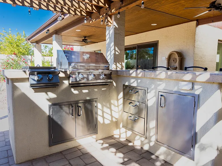Outdoor kitchen--grill and side burners
