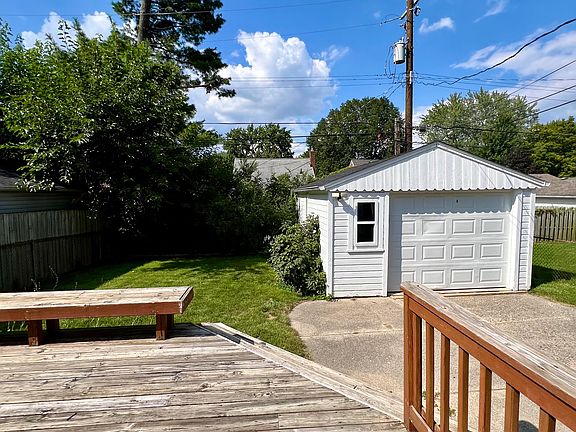 Fenced backyard with deck