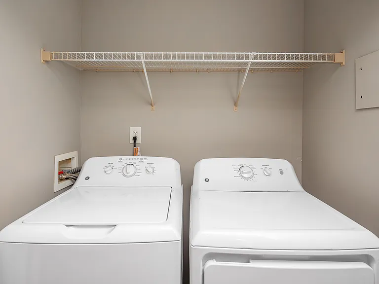 Washer & dryer with shelving