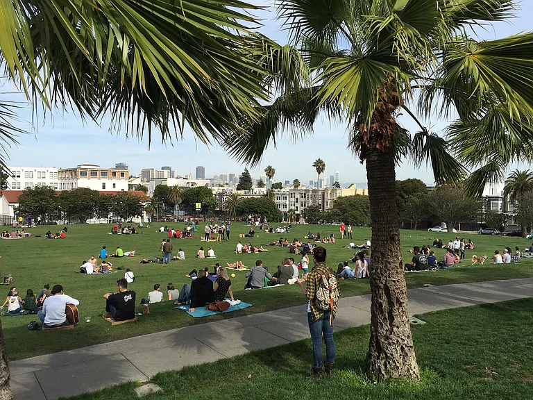 Dolores Park is a bloc away.