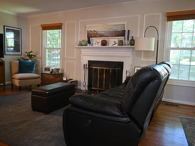 Large living room with fireplace
