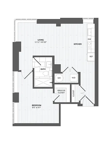 Floor plan 1 Bed 1 Bath-C4c