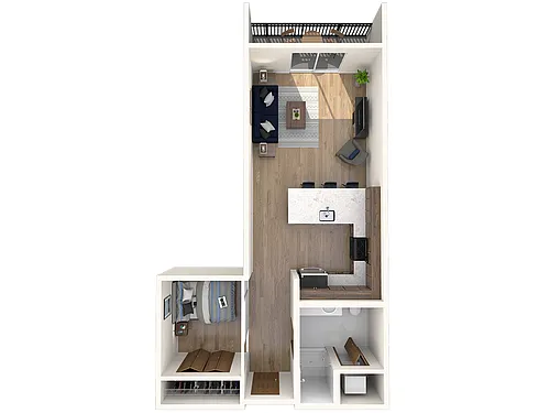 Floor plan Open One Bedroom
