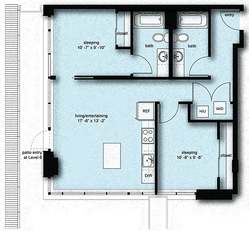 Floor plan Nolo 2 Bed 2 Bath C8