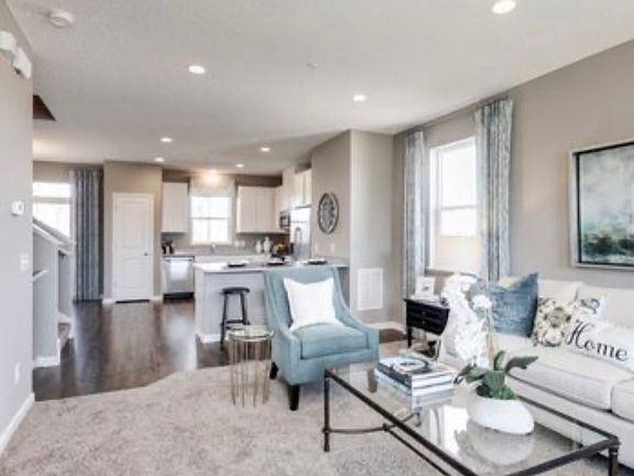 Living room and kitchen view.
