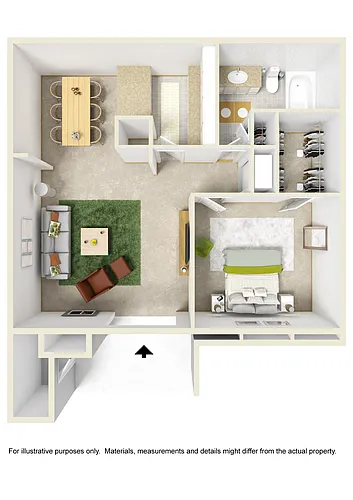 Floor plan 1 Bed (Fireplace Optional)