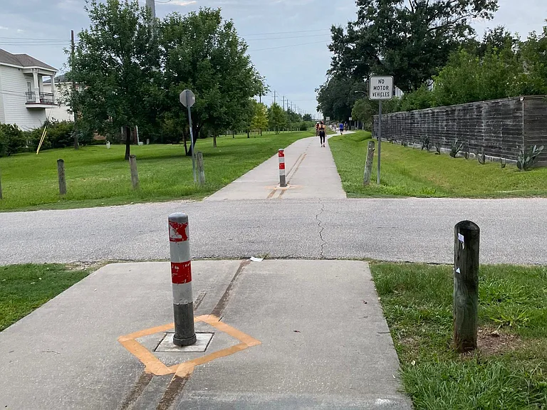 Private gate access to the Heights MKT trails.