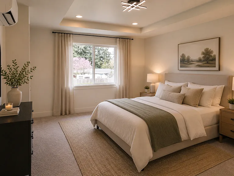Primary suite!
Images are rendered with AI to show potential layout and staging.
