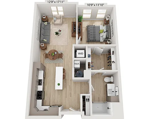 Floor plan One Bedroom A1D