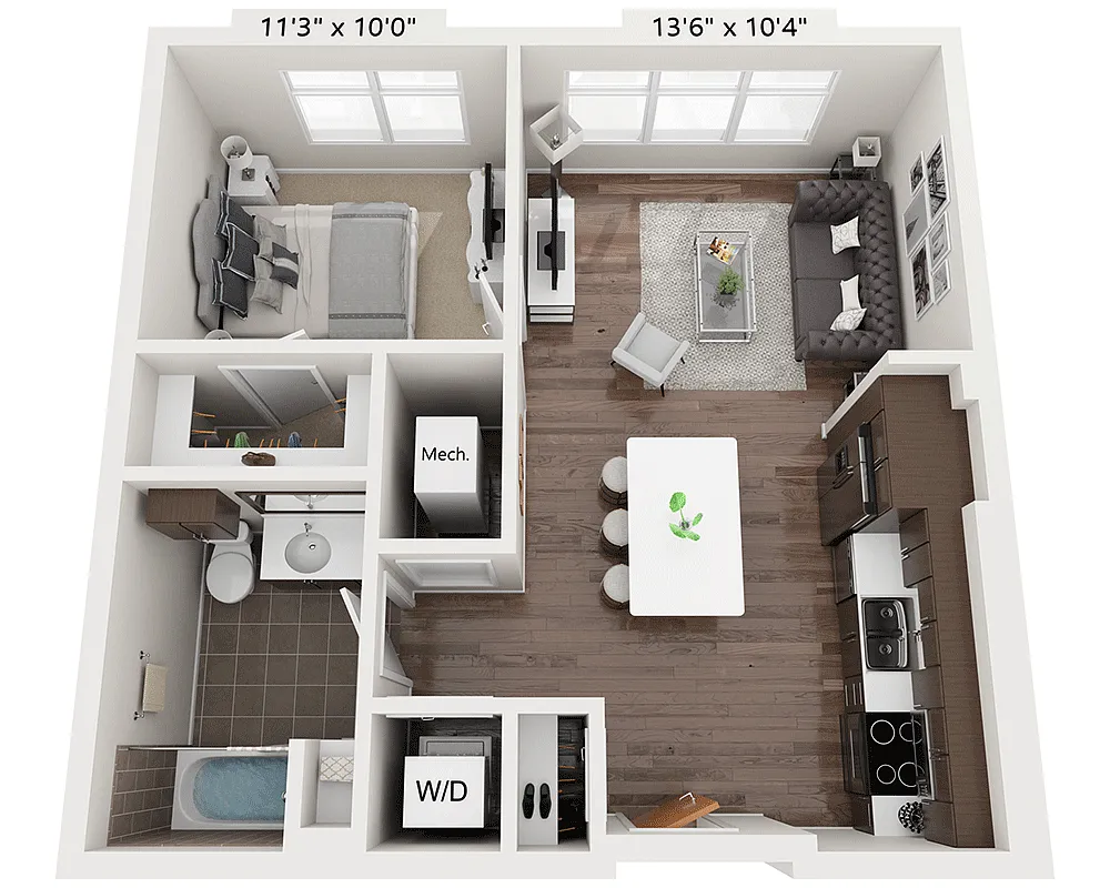 Floor plan One Bedroom A1A-MMR
