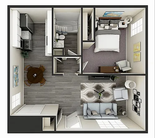 Floor plan 1 Bedroom | 1 Bathroom