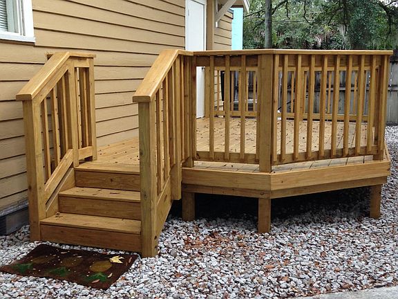 Deck in backyard