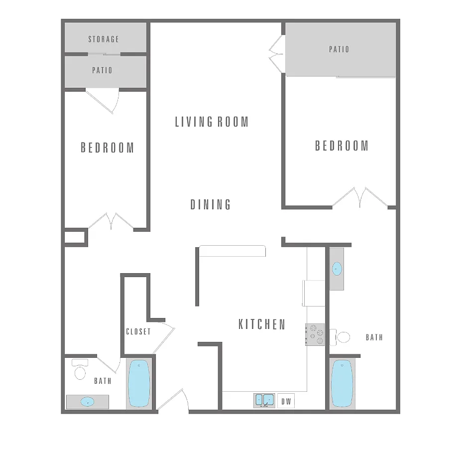 Floor plan 2 Bedroom 2 Bath