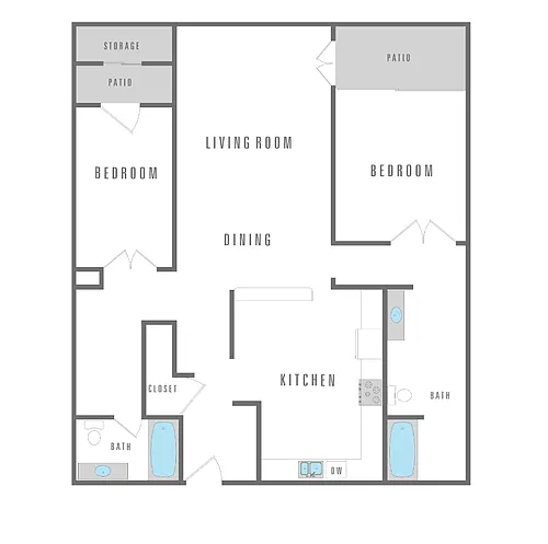 Floor plan 2 Bedroom 2 Bath