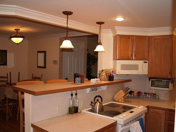 Open kitchen area looking out to the dining room