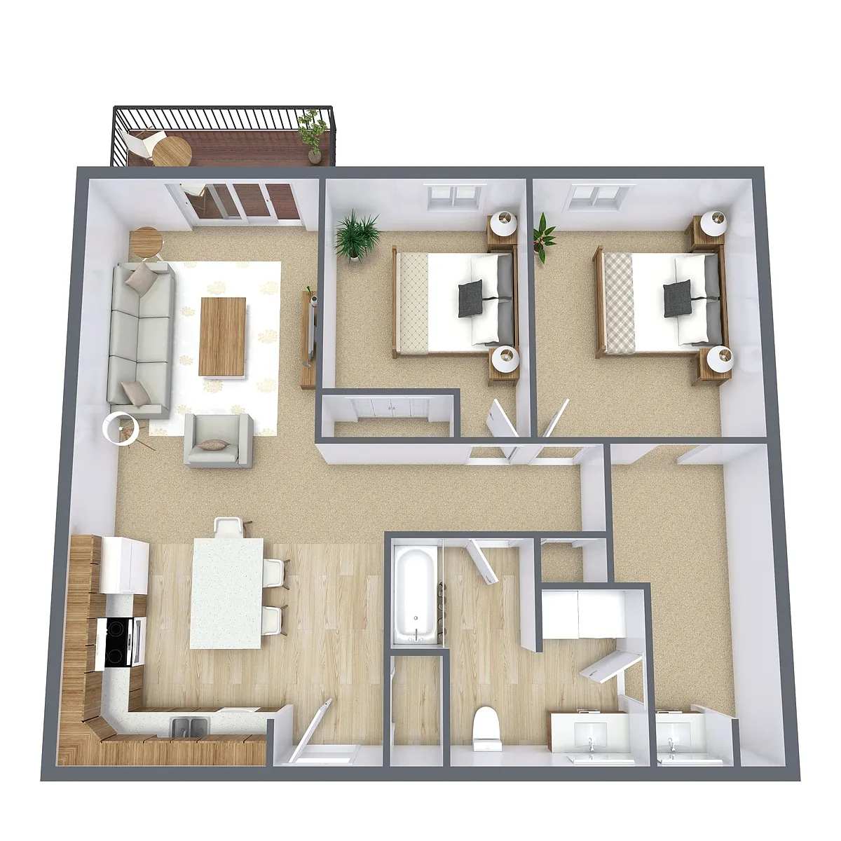 Floor plan Two Bedroom 21A