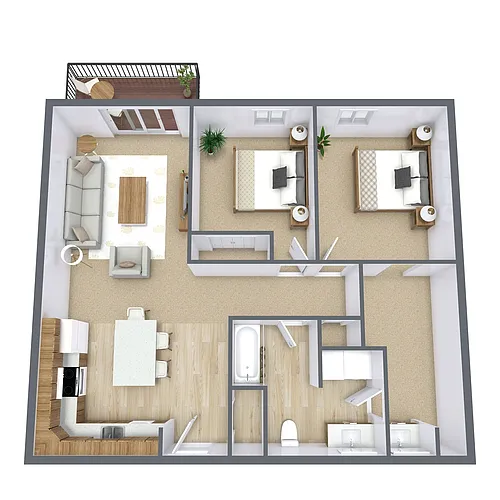 Floor plan Two Bedroom 21A