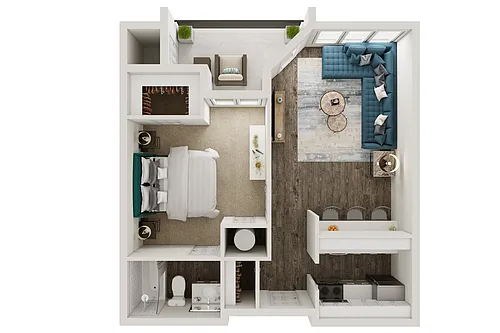 Floor plan The Habersham 1x1
