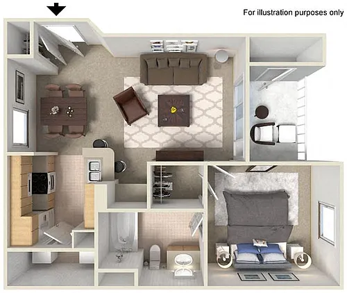 Floor plan A Vintage 629 SF RENOVATED
