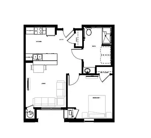 Floor plan 1 Bdrm 650 sqft