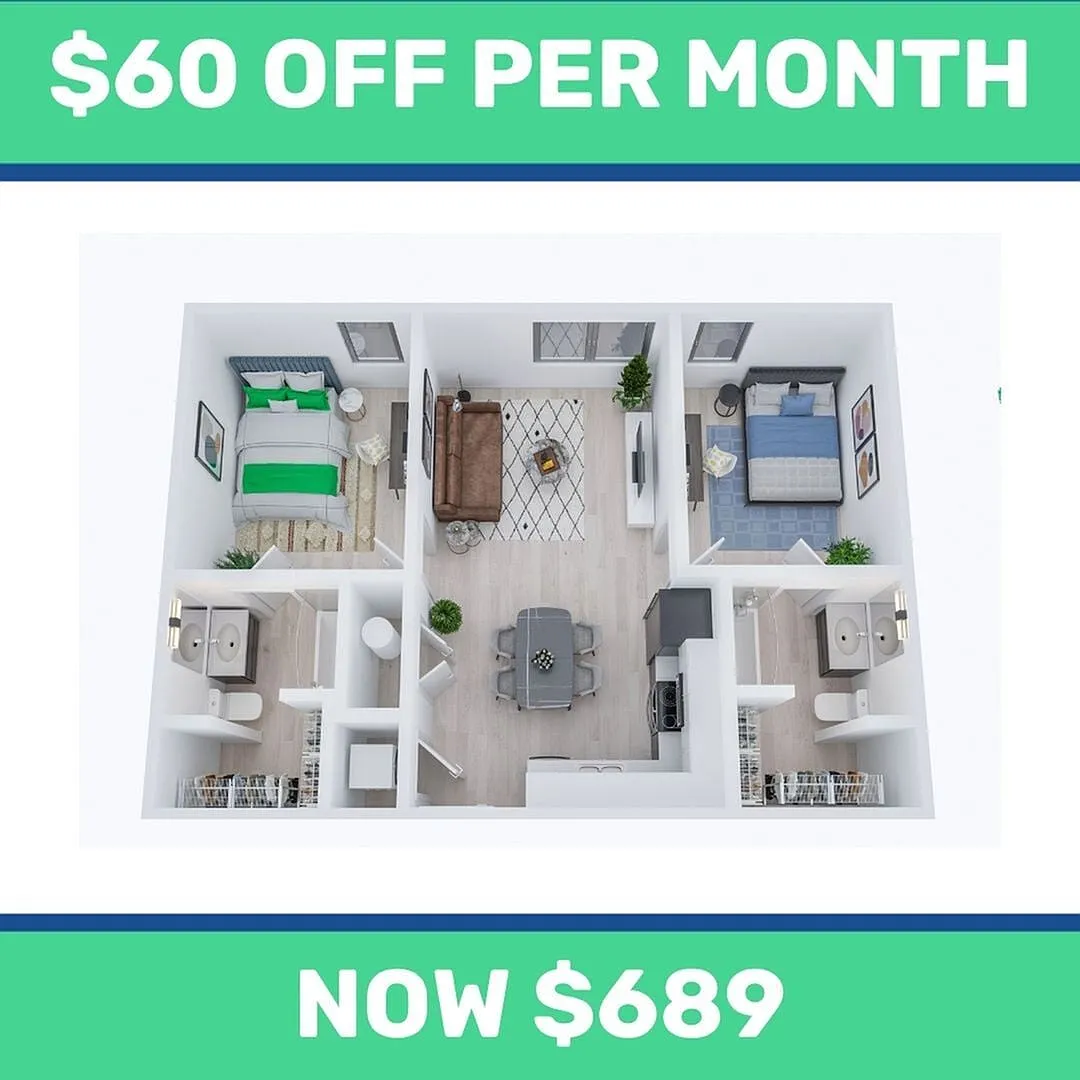 Floor plan 2BR/2BA - Duncan