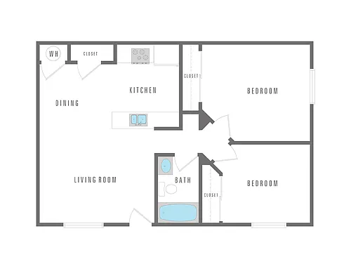 Floor plan 2 Bedroom 1 Bath