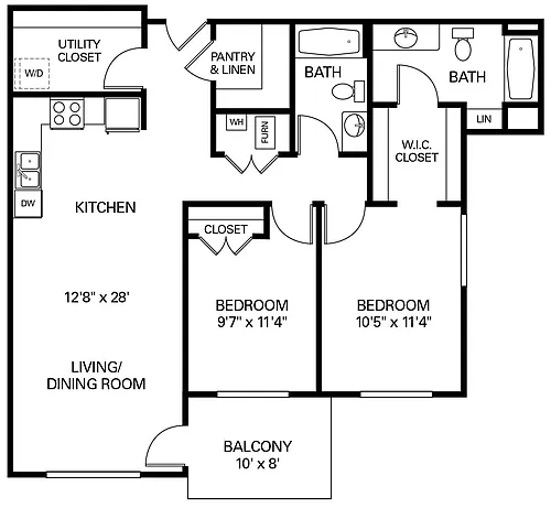 Floor plan 2BD-F