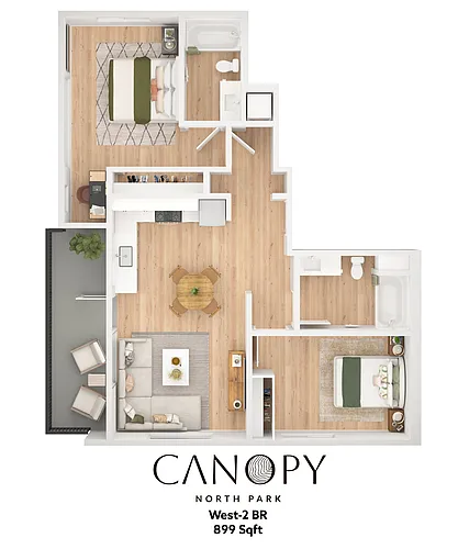 Floor plan 2 Bedroom; 2 Bathroom