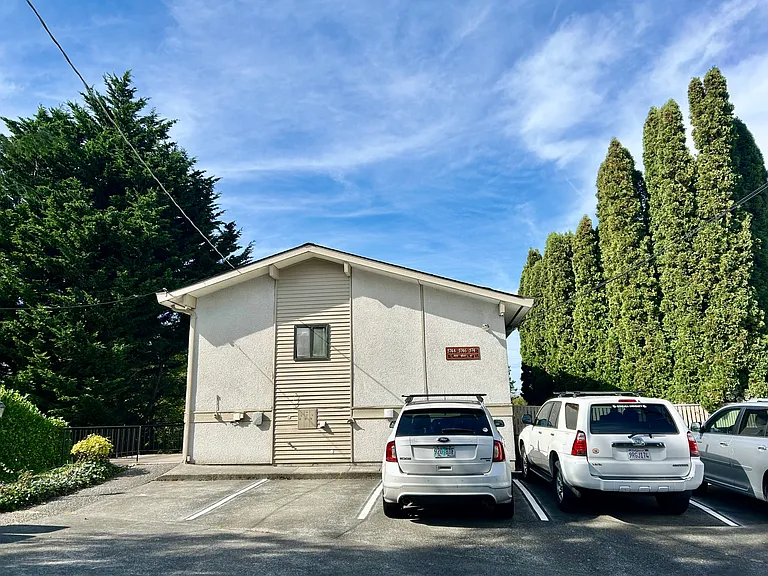 Back of the building with off-street parkings