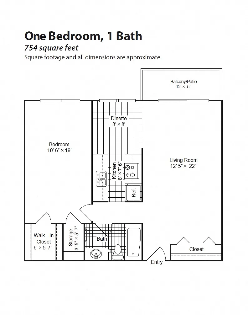 Floor plan Renovated 1 Bedroom