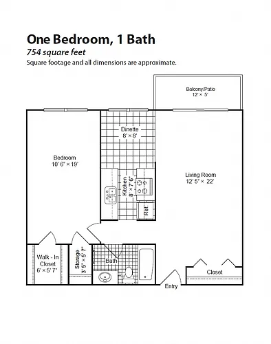 Floor plan Renovated 1 Bedroom