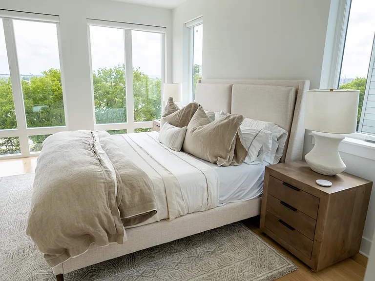 primary bedroom while staged