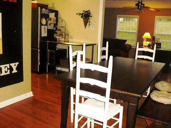 Dining is open to kitchen and living room