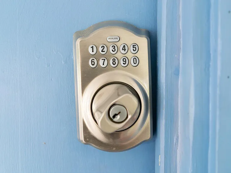 Keypad lock for added security.