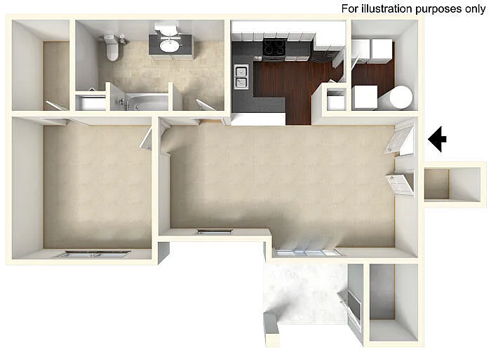 Floor plan One Bedroom - Upper
